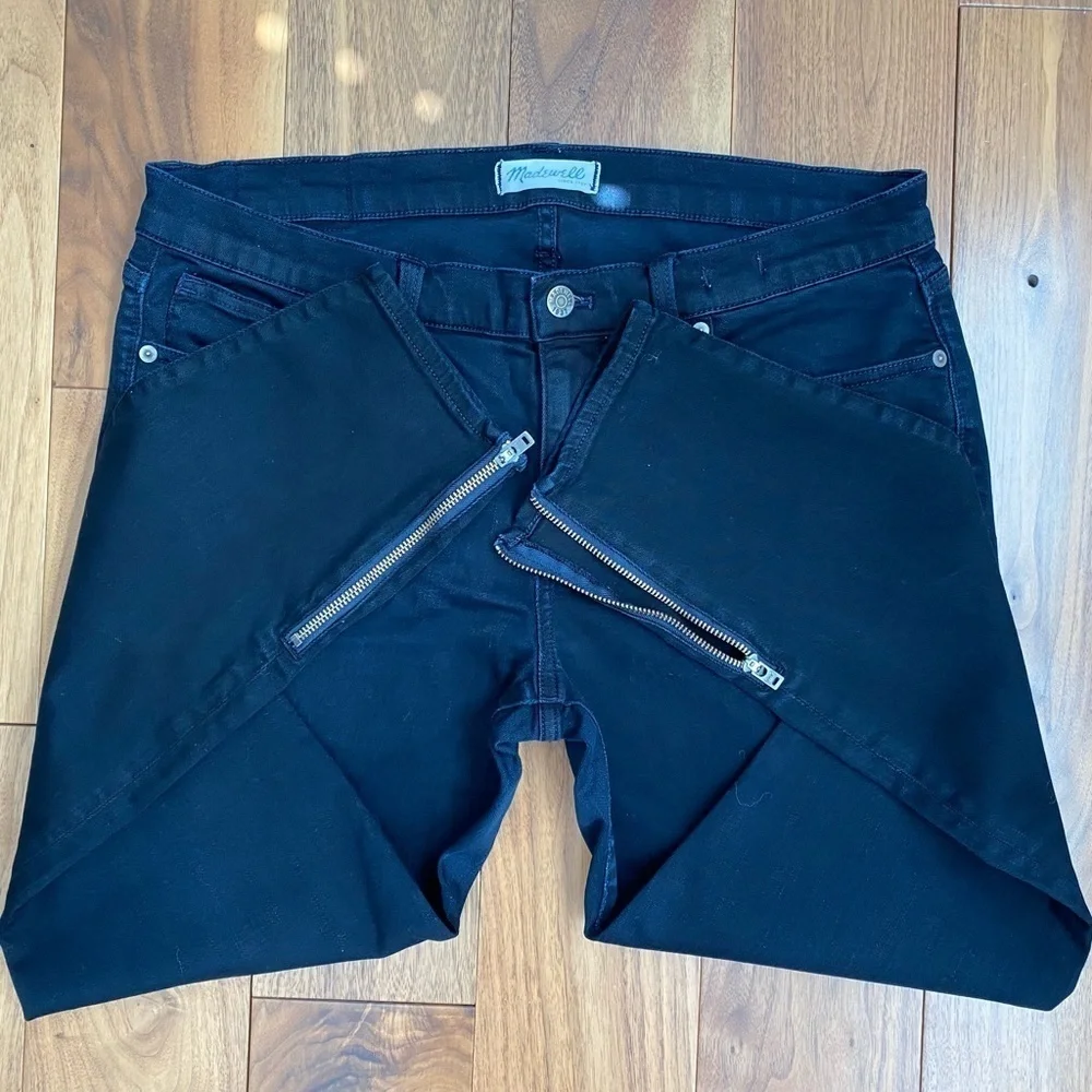 Madewell Skinny Skinny Moto Zipper Ankle Jeans , size 32